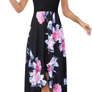 Women's Cotton Maxi Dress Casual Floral V Neck Sleeveless Summer